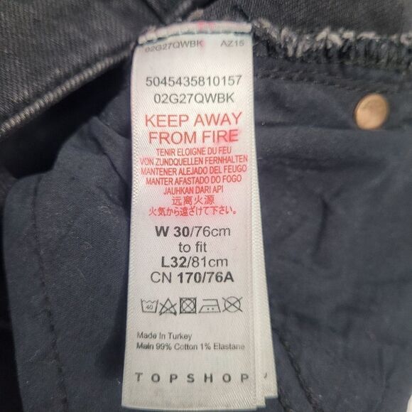 ASOS jeans black straight leg raw hem high‎ waisted ankle 30 - Picture 6 of 10